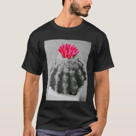 Camiseta Foto Branca Preta Da Planta De Cactus Com Flor Ros