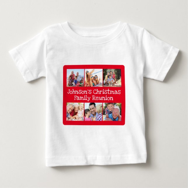 Camiseta Foto Colagem Natal Família Reunião Bebê (Frente)