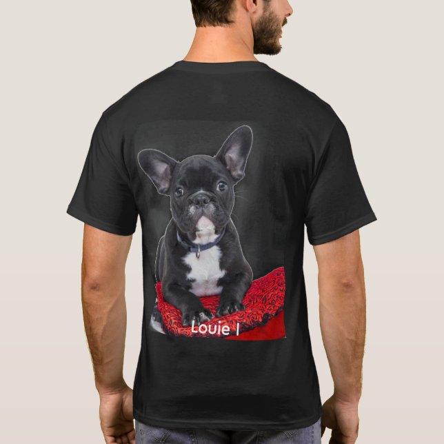 Camiseta Foto Cute Louie I Black French Bulldog T Shirt (Verso)