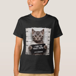 Camiseta Foto Da Cadeia De gatinho I Destruiu O Papel De Ba