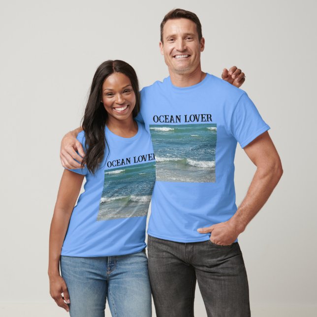Camiseta Foto da Costa do Oceano Atlântico Azul Ensaboado (Unissex)