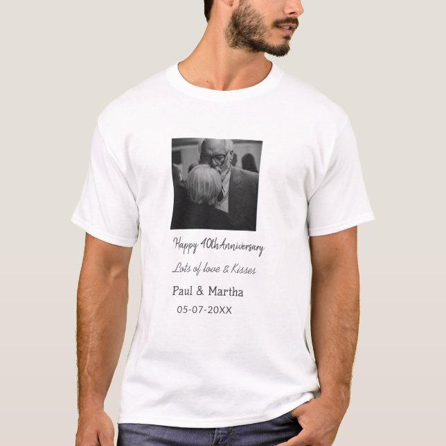 Camiseta Foto da data de adição do nome do moderno feliz 40 (Frente)