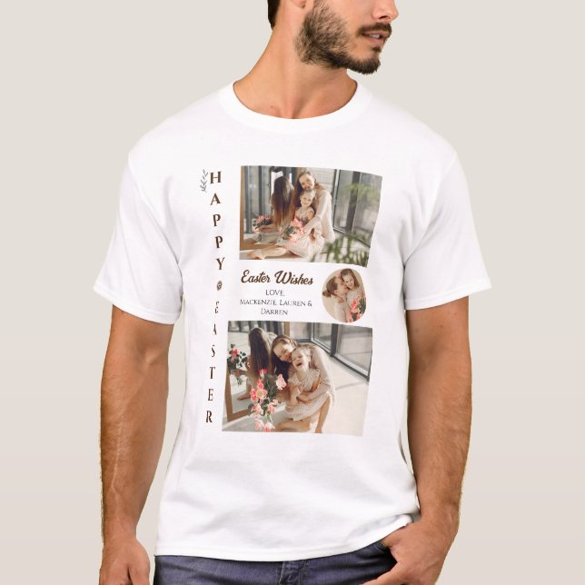 Camiseta Foto da família Easter Eggs, Bênçãos de Páscoa Ele (Frente)