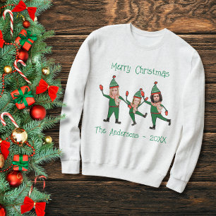 Camiseta Foto Da Família Elf Engraçada De Natal