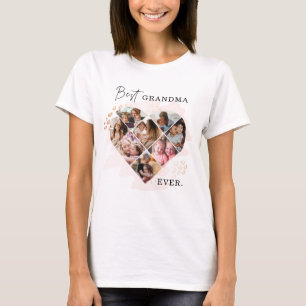 Camiseta Foto da Família Melhor Vovó Em Forma De Coração 8