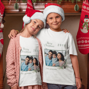 Camiseta Foto da família natalícia, pinho branco, pinho, no