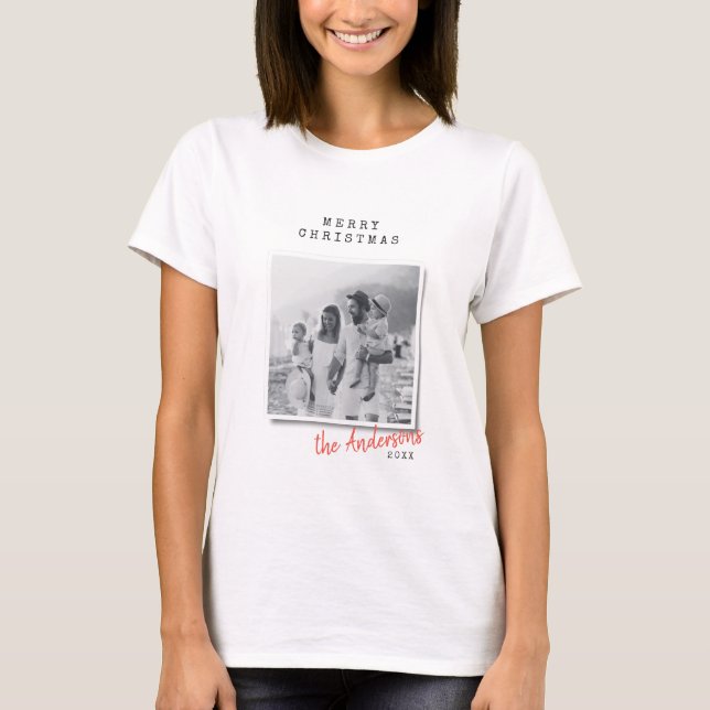 Camiseta Foto da família Vintage de Natal (Frente)