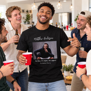 Camiseta Foto da festa de solteiro homem mito lenda nome di