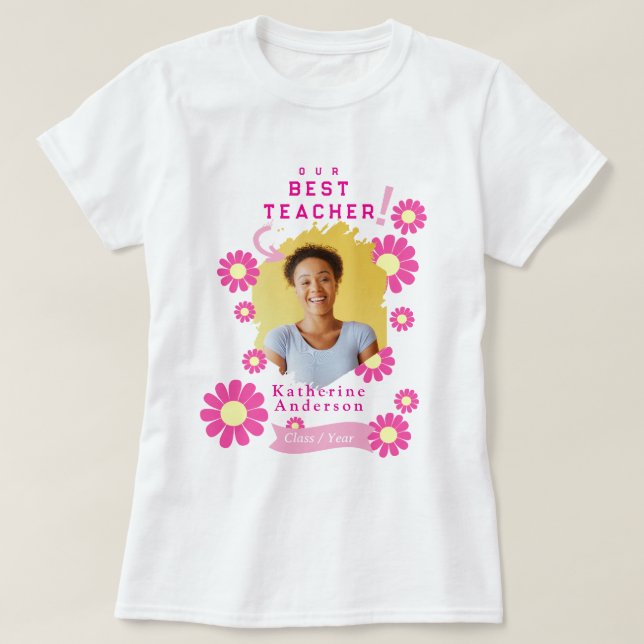 Camiseta Foto da Melhor Professora Daisy Branco (Frente do Design)