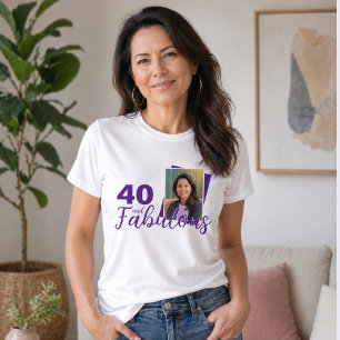 Camiseta Foto de 40 anos roxo e fabuloso aniversário
