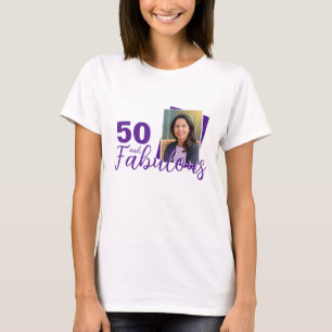 Camiseta Foto de 50 roxas e 50.º aniversário fabuloso