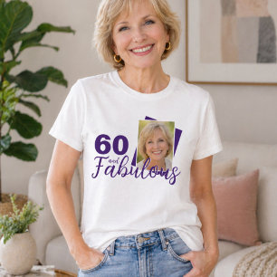 Camiseta Foto de 60 anos de idade Roxa e Fabulosa
