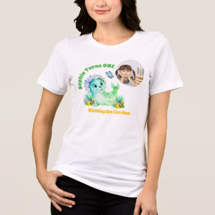Camiseta Foto de Aniversário da Mamãe com Leão-Marinho Flor
