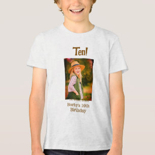Camiseta foto de aniversário de 10 anos nome data simples m