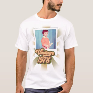 Camiseta Foto de Aniversário de 50 anos Listrada Vintage 19