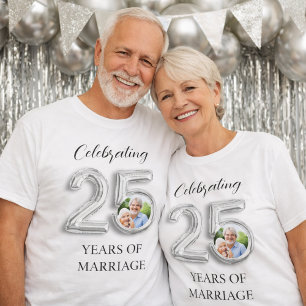 Camiseta foto de aniversário de casamento de 25
