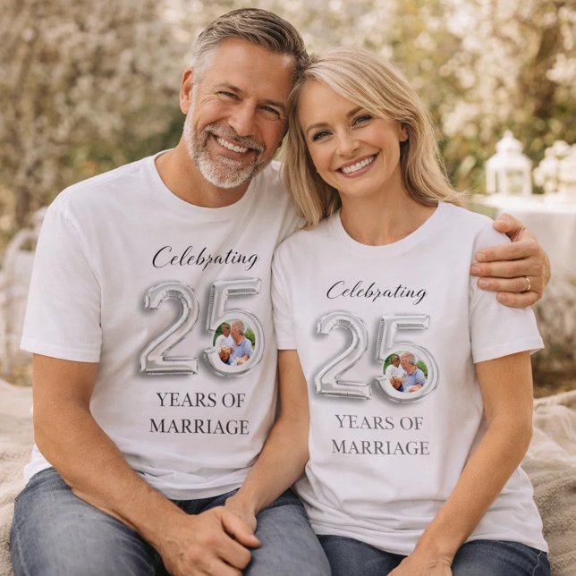 Camiseta foto de aniversário de casamento de 25 (Criador carregado)