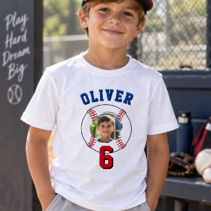 Camiseta Foto de Aniversário de Crianças com Bola de Beiseb