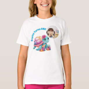Camiseta Foto de Aniversário de Tartaruga Marinha Branca