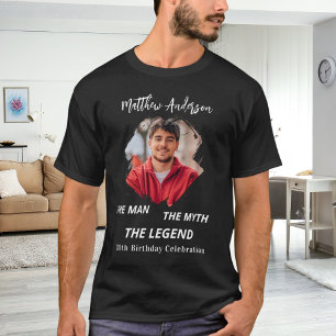 Camiseta Foto de aniversário do mito da lenda nome da lenda