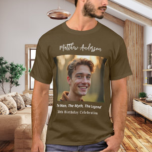 Camiseta Foto de aniversário homem mito lenda nome diversão
