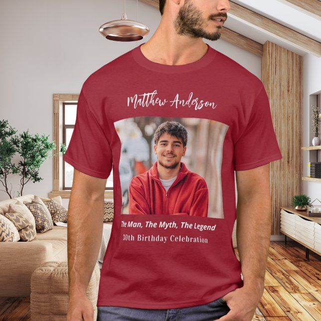 Camiseta Foto de aniversário homem mito lenda nome diversão (Criador carregado)