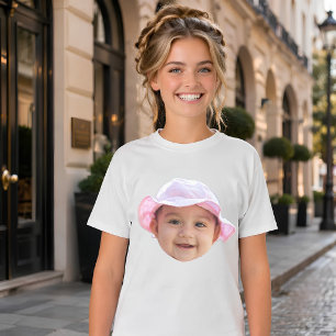 Camiseta Foto de bebê personalizada, rosto de foto de bebê