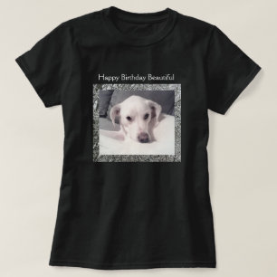 Camiseta Foto de Cachorro Branco Bonito Cachorro Inverno Di