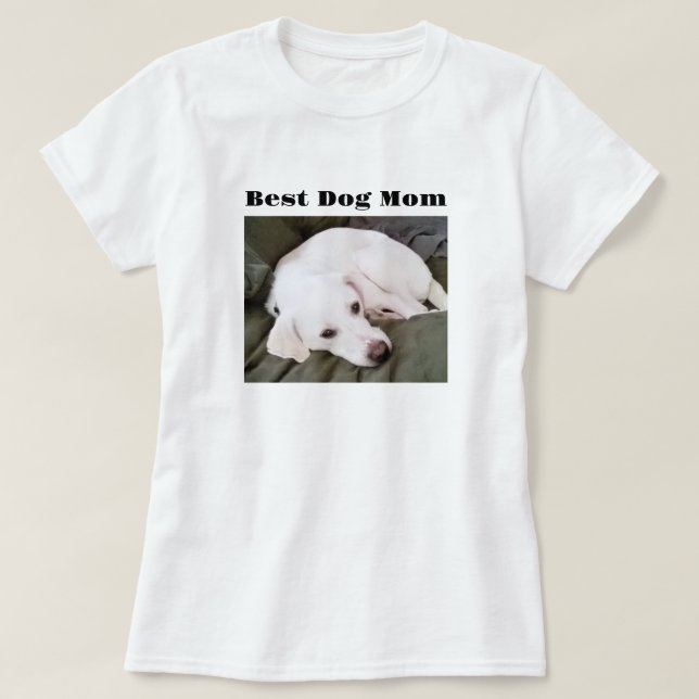 Camiseta Foto de Cachorro Branco Bonito, Melhor Mãe (Frente do Design)