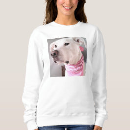 Camiseta Foto de Cachorro Branco-Bonito Vestindo Scarf Rosa
