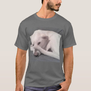 Camiseta Foto de Cachorro Branco com Rosto de Cobertura das
