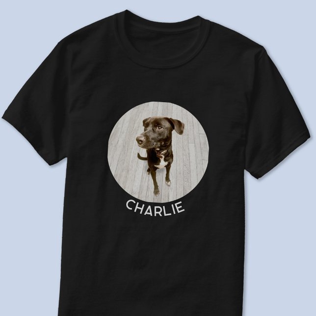 Camiseta Foto de Cachorro Personalizada com Nome (Personalized custom name or text dog or pet photo t-shirt)