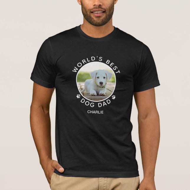 Camiseta Foto de Cão Divertido Nome de Pet White Paw Imprim (Frente)