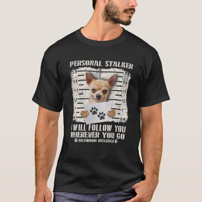 Camiseta Foto de Cão Prendido Chihuahua Prendido (Frente)