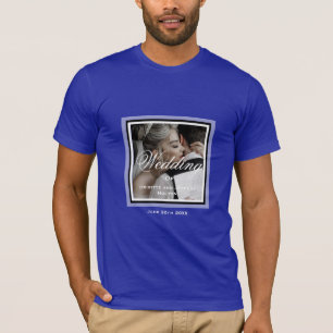 Camiseta Foto de casamento personalizada azul significa T-S