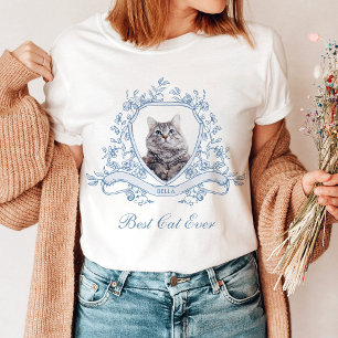 Camiseta Foto de Cat em um Crest Chinoiserie Melhor Gato