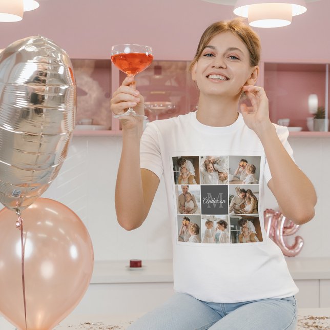 Camiseta Foto de Colagem da Família Moderna e Presente Pers (Criador carregado)