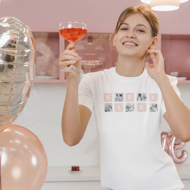 Camiseta Foto De Colagem Moderna E Presente Rosa Para Uma E (Criador carregado)
