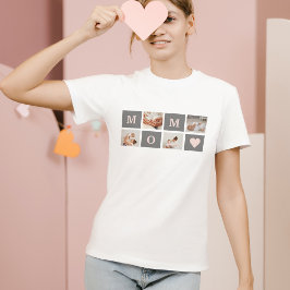 Camiseta Foto de Colagem Moderna Melhor Presente de Mãe Ros