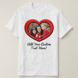 Camiseta Foto de Cor Personalizada do Amor com Quadro Coraç