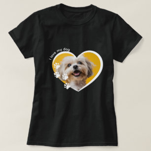 Camiseta Foto de Coração de Amante de Cachorro com Desenho