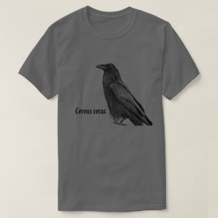 Camiseta Foto de Corvo Preto com Nome Científico