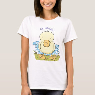 Camiseta Foto de desenho animado de bebê amarelo-branco