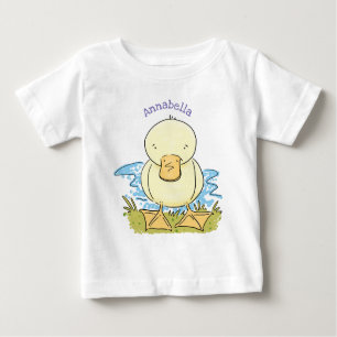 Camiseta Foto de desenho animado de bebê amarelo-branco