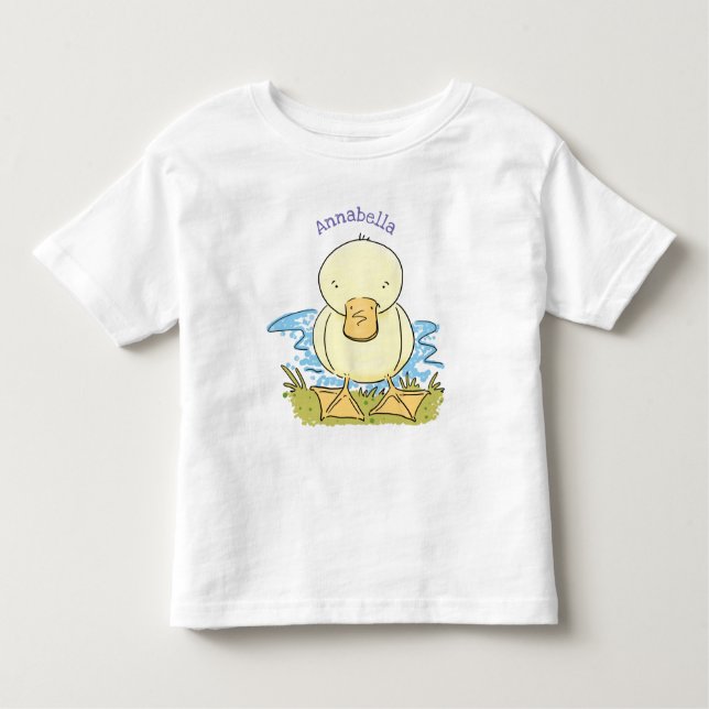 Camiseta Foto de desenho animado de bebê amarelo-branco (Frente)