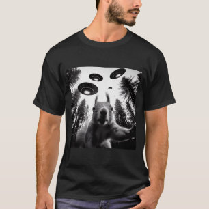Camiseta Foto de Esquilo com Alien OVNI Engraçado para Home