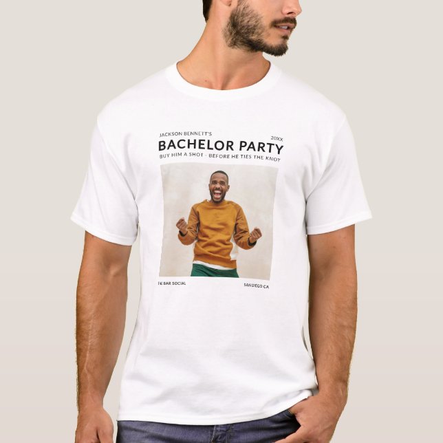 Camiseta Foto de Festa de Solteiro Moderna Simples (Frente)