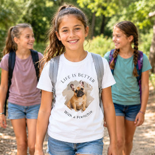 Camiseta Foto de French Bulldog Frenchie - A Vida é Melhor