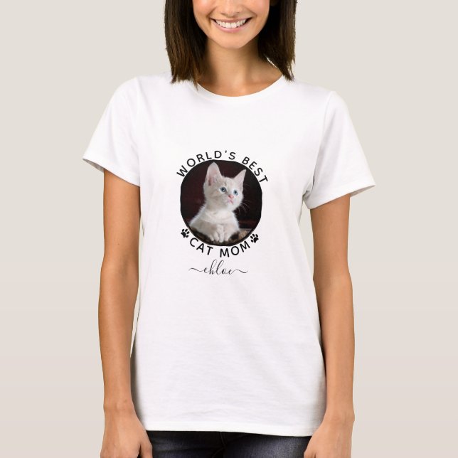 Camiseta Foto de Gato Cortês Nome de Pata Preta Impressões  (Frente)