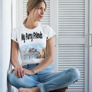 Camiseta Foto de gato e cão para amigos de pelúcia